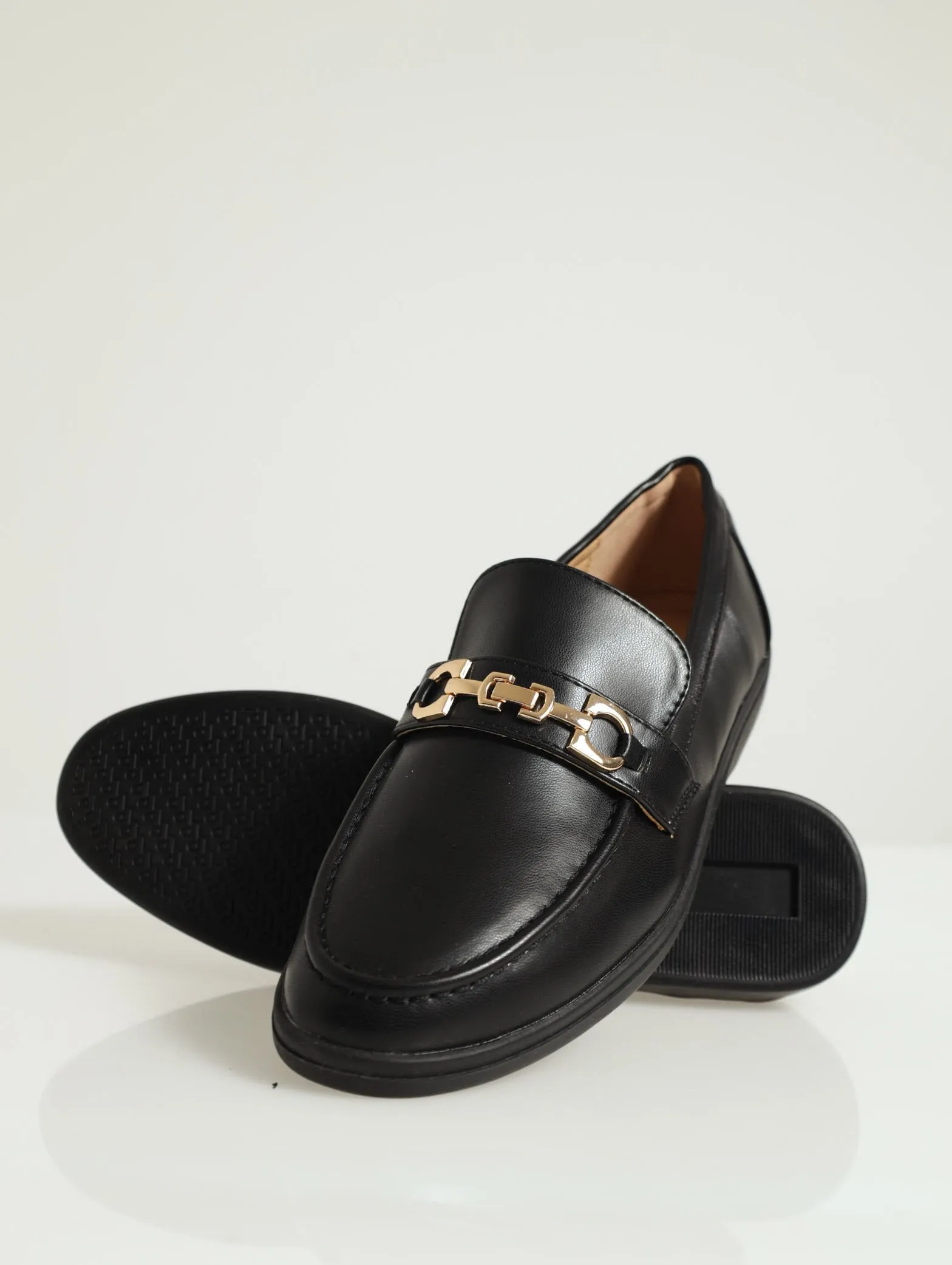 Lulu Buckle Trim Loafer - Black