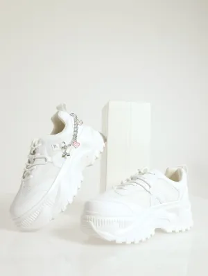 Major Chunky Low Top Chain Detail Sneaker - White