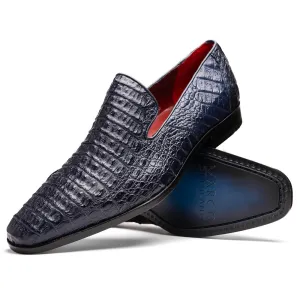 Marco Di Milano Trento in Navy Caiman Crocodile Loafers