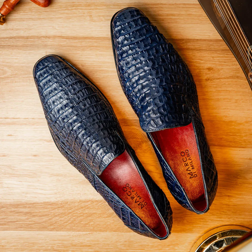 Marco Di Milano Trento in Navy Caiman Crocodile Loafers