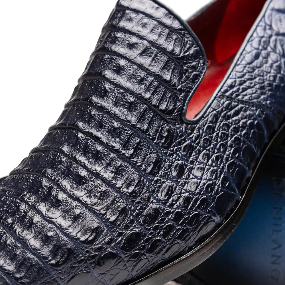 Marco Di Milano Trento in Navy Caiman Crocodile Loafers
