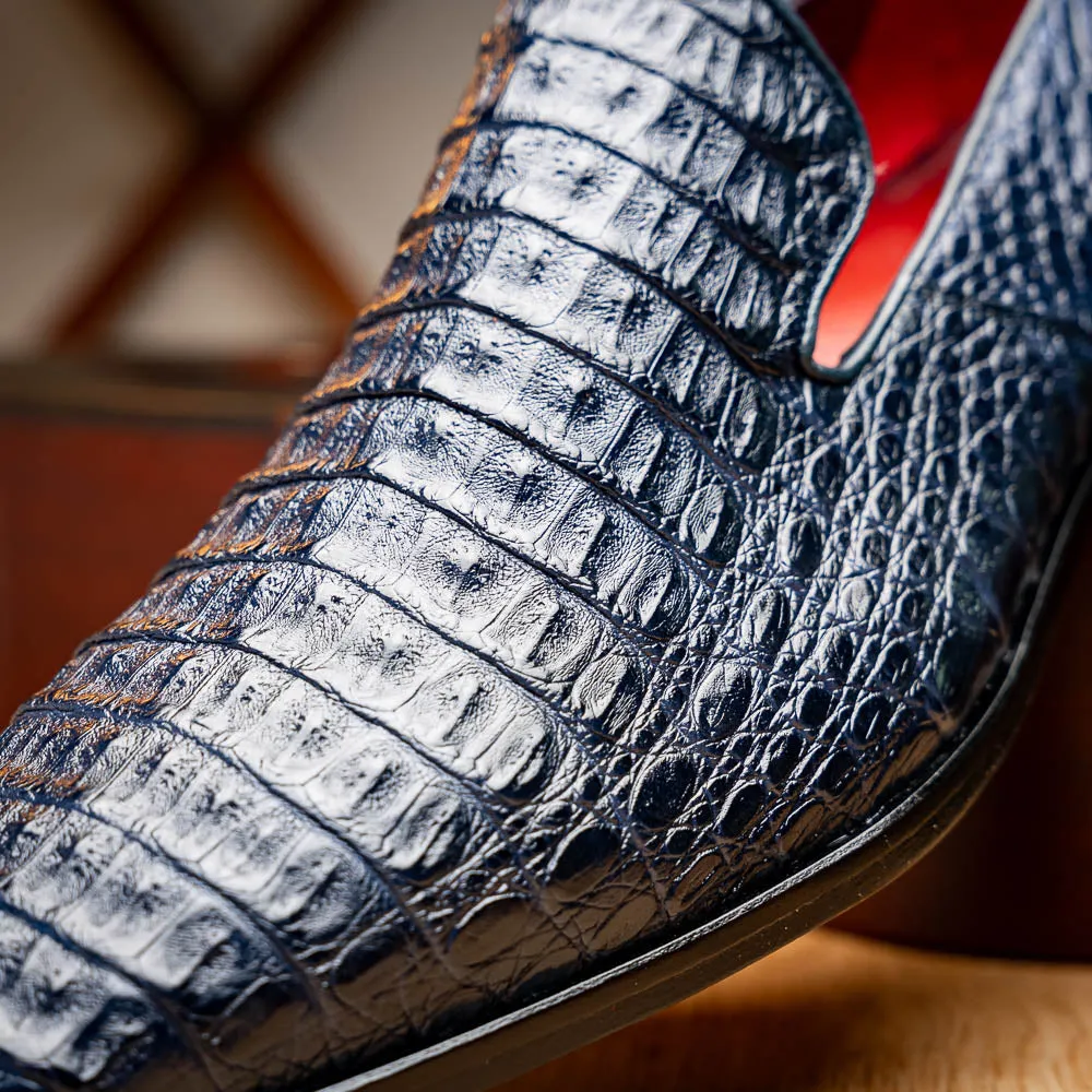 Marco Di Milano Trento in Navy Caiman Crocodile Loafers