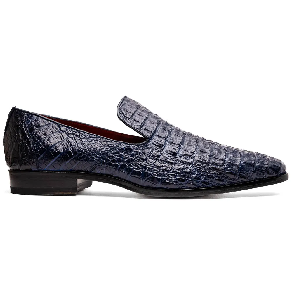Marco Di Milano Trento in Navy Caiman Crocodile Loafers