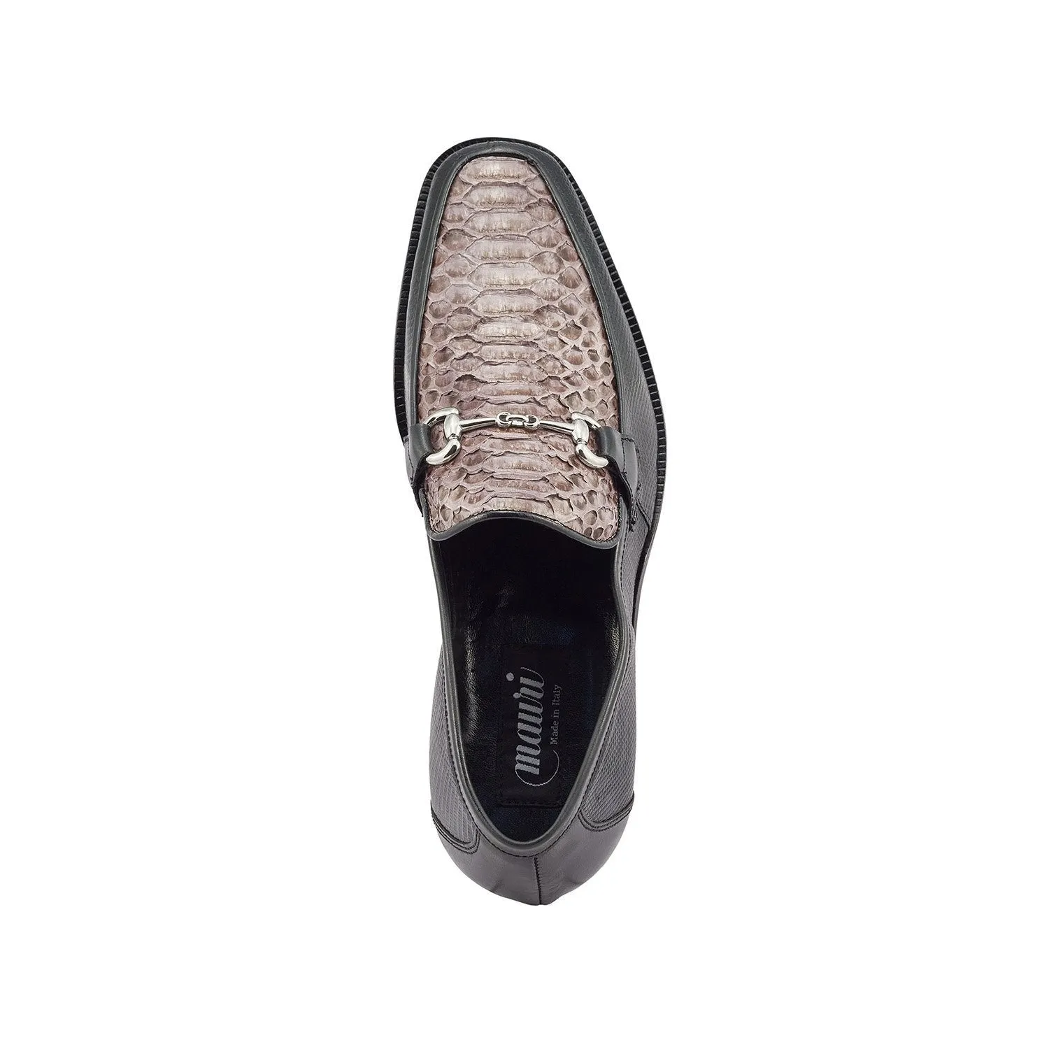 Mauri Priest in Black / Medium Grey Mens Exotic Iguana / Python Men's Shoes Horsebit Loafers