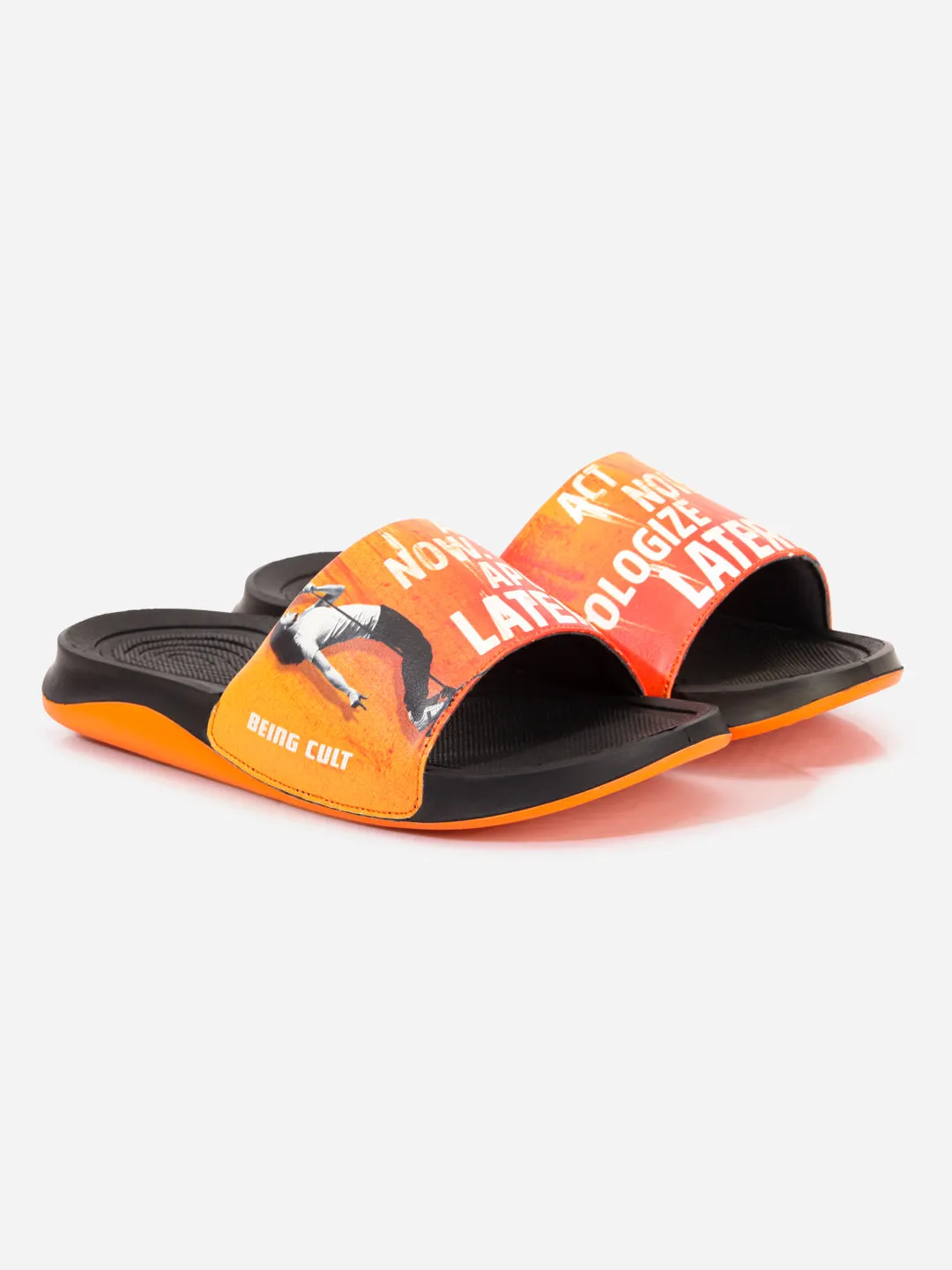 Men's Active Graphic Orange Slider (ID5204)