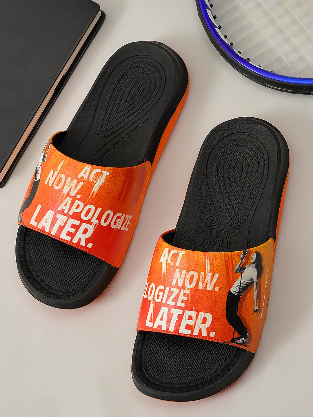 Men's Active Graphic Orange Slider (ID5204)