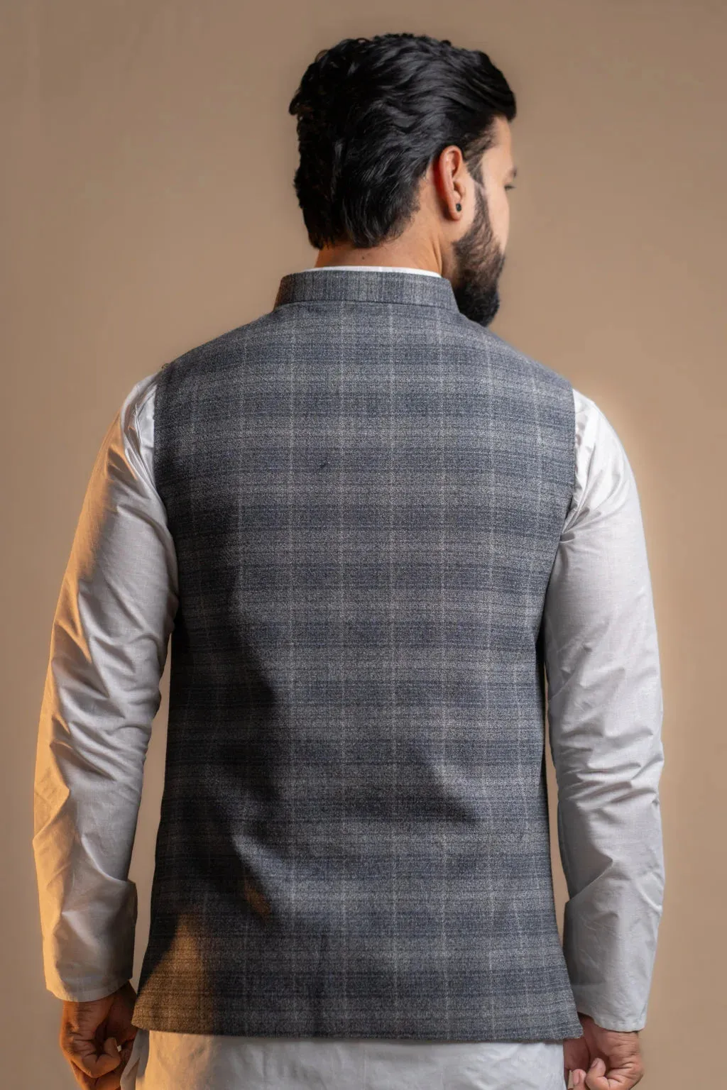 Men's Light Grey Nehru Jacket