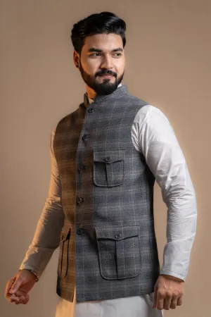 Men's Light Grey Nehru Jacket