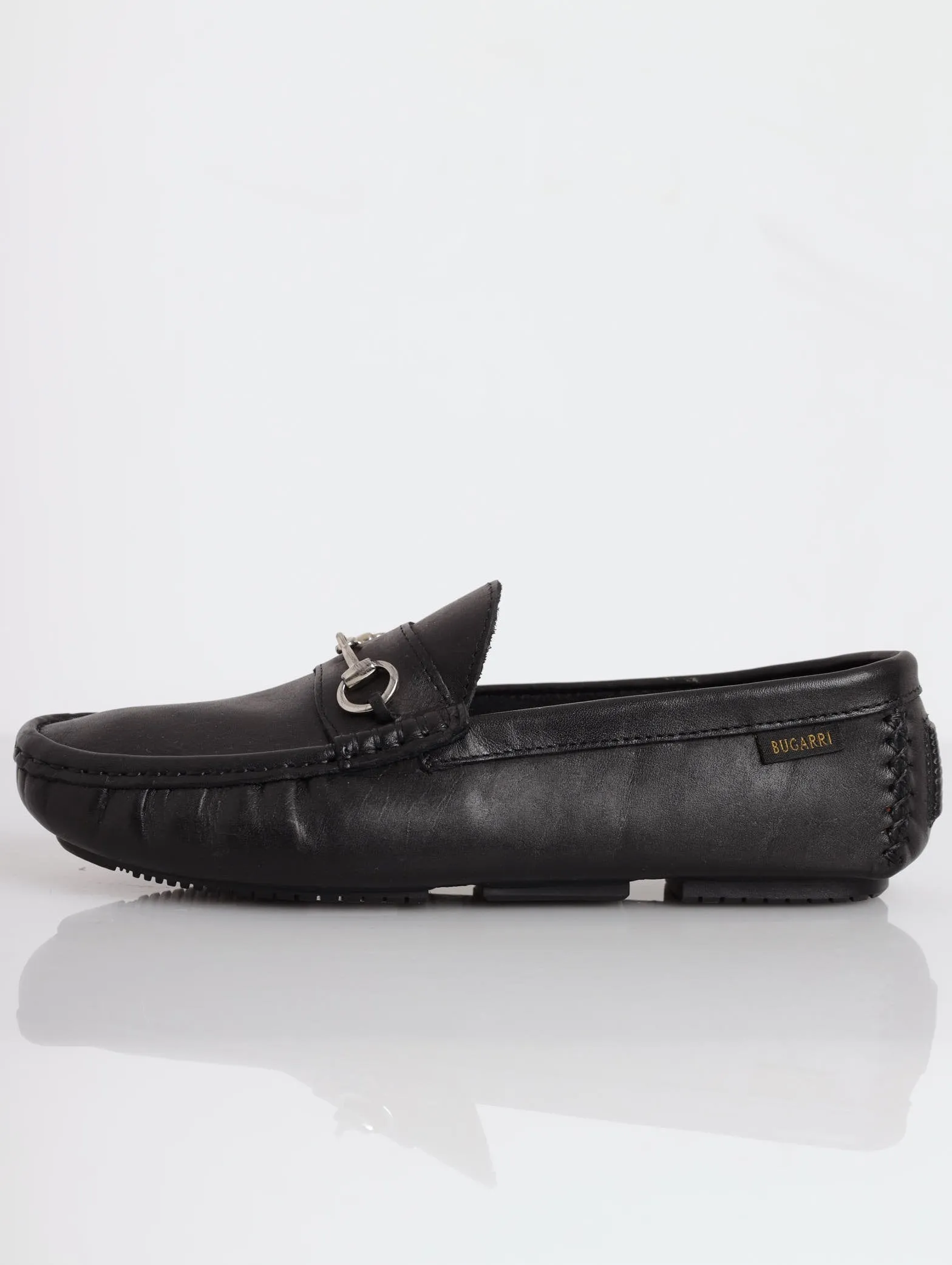 Men's Trim Detail Leather Driver Shoe - Black