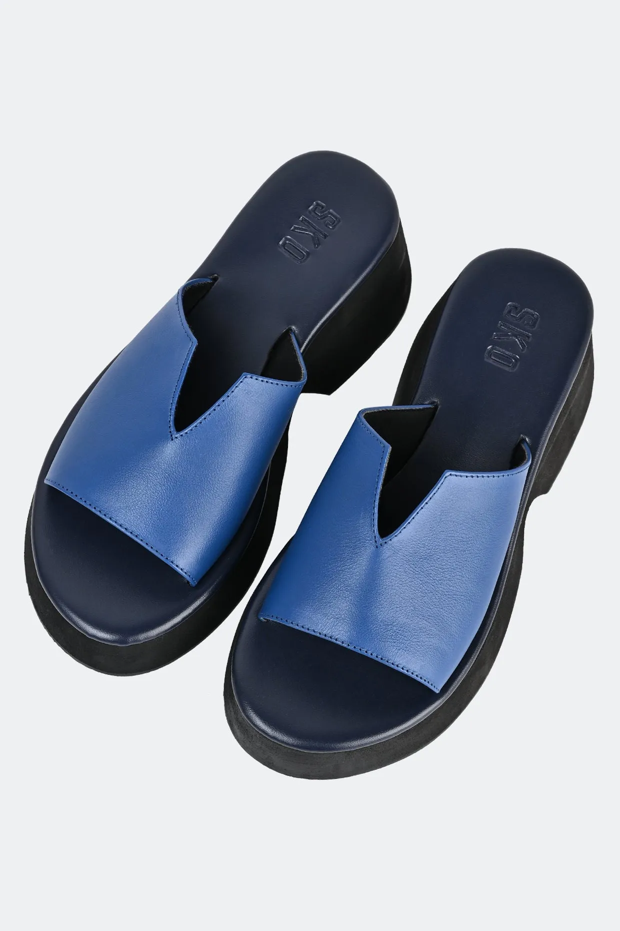 Modena Blue Platform Sandals For Women