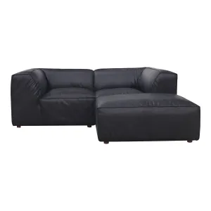Moe's Home Collection Form Nook Modular Sectional ~ Vantage Black Leather