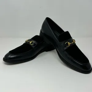 Moretti Gold Label Dickens Men’s Sz 10.5 D Black Suede Top Leather Loafers O0