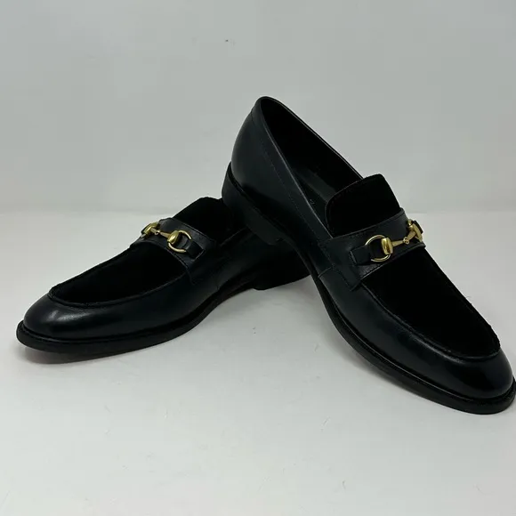 Moretti Gold Label Dickens Men’s Sz 10.5 D Black Suede Top Leather Loafers O0
