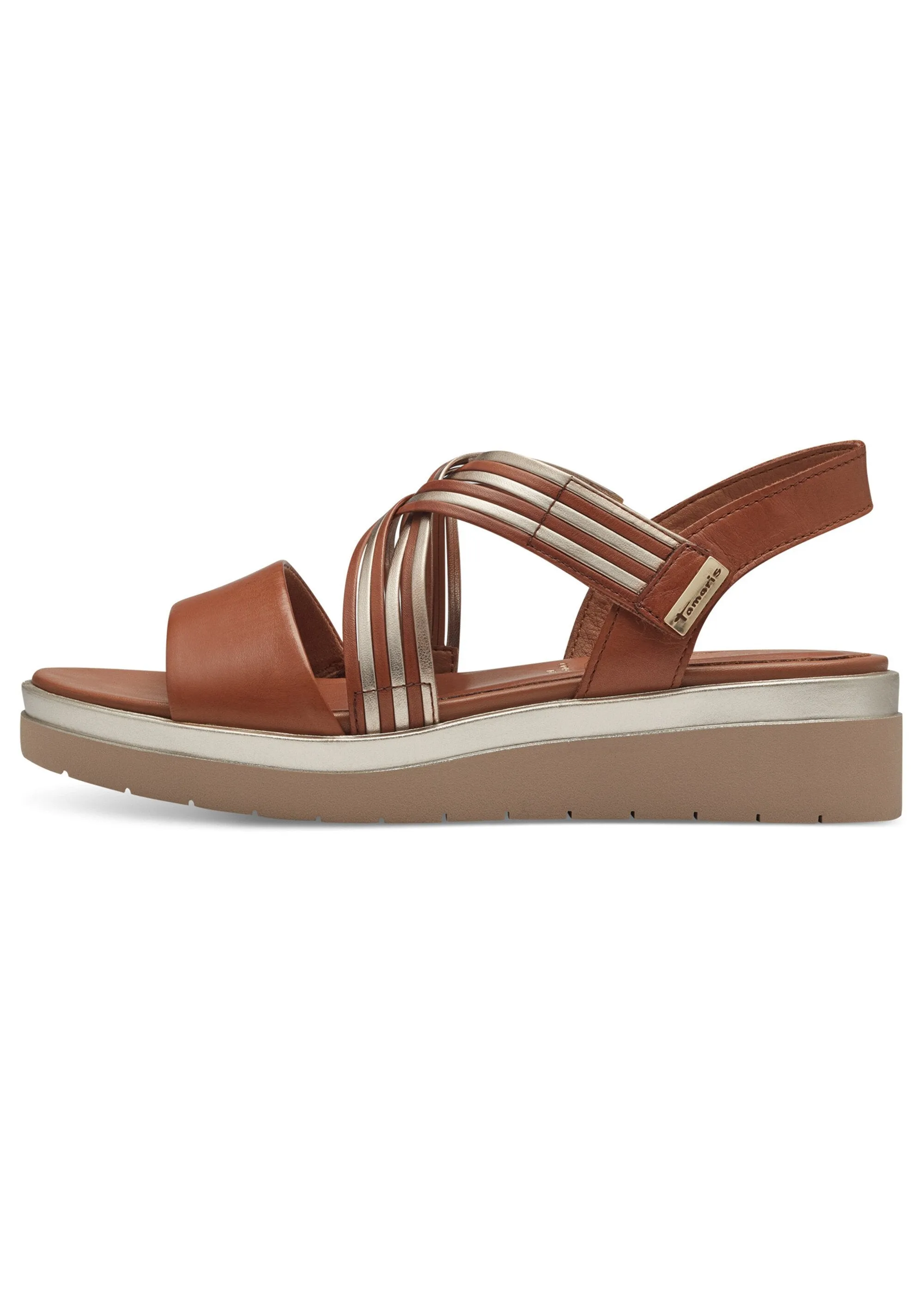 Multi-link wedge sandals with Velcro