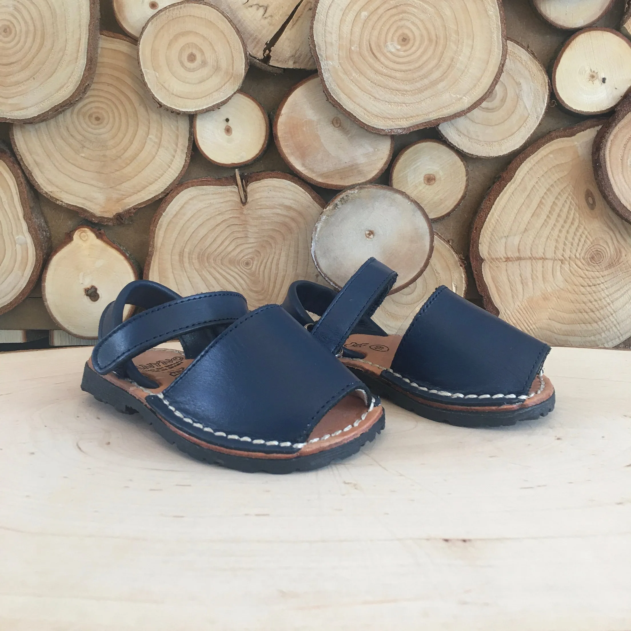 Navy real leather spanish velcro