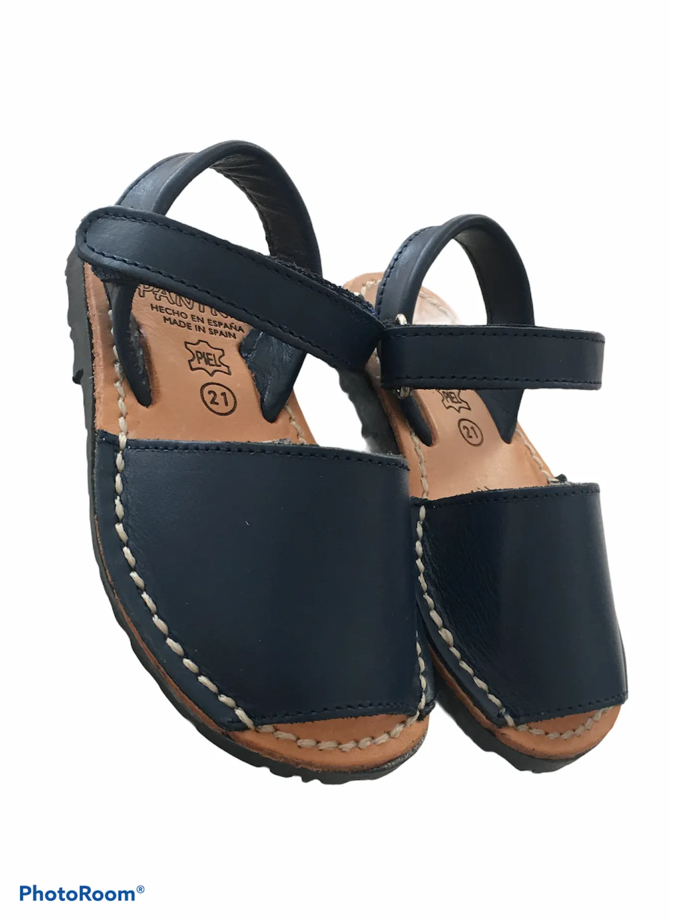 Navy real leather spanish velcro