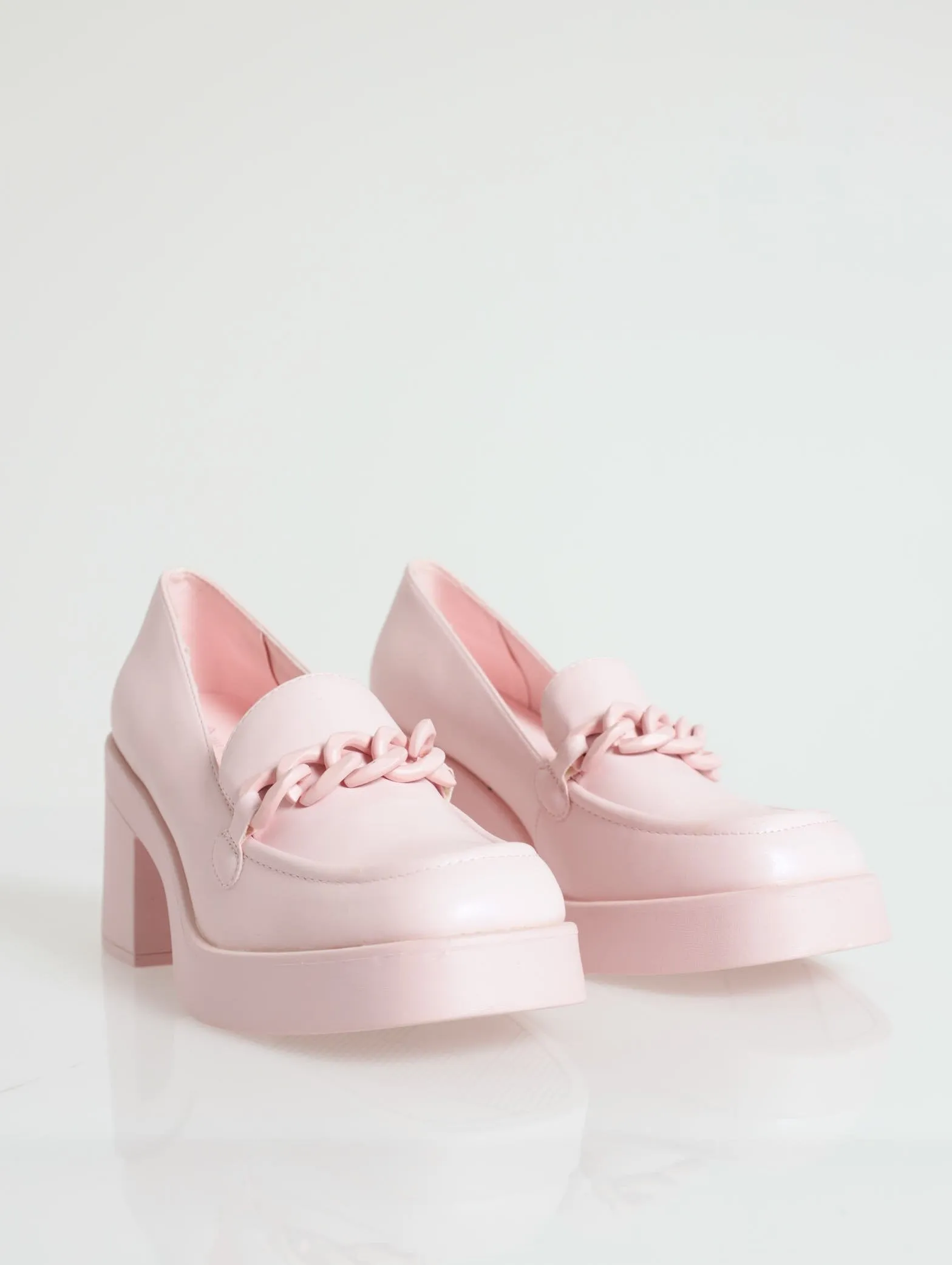 Noella Square Toe Platform Heel Loafer - Light Pink