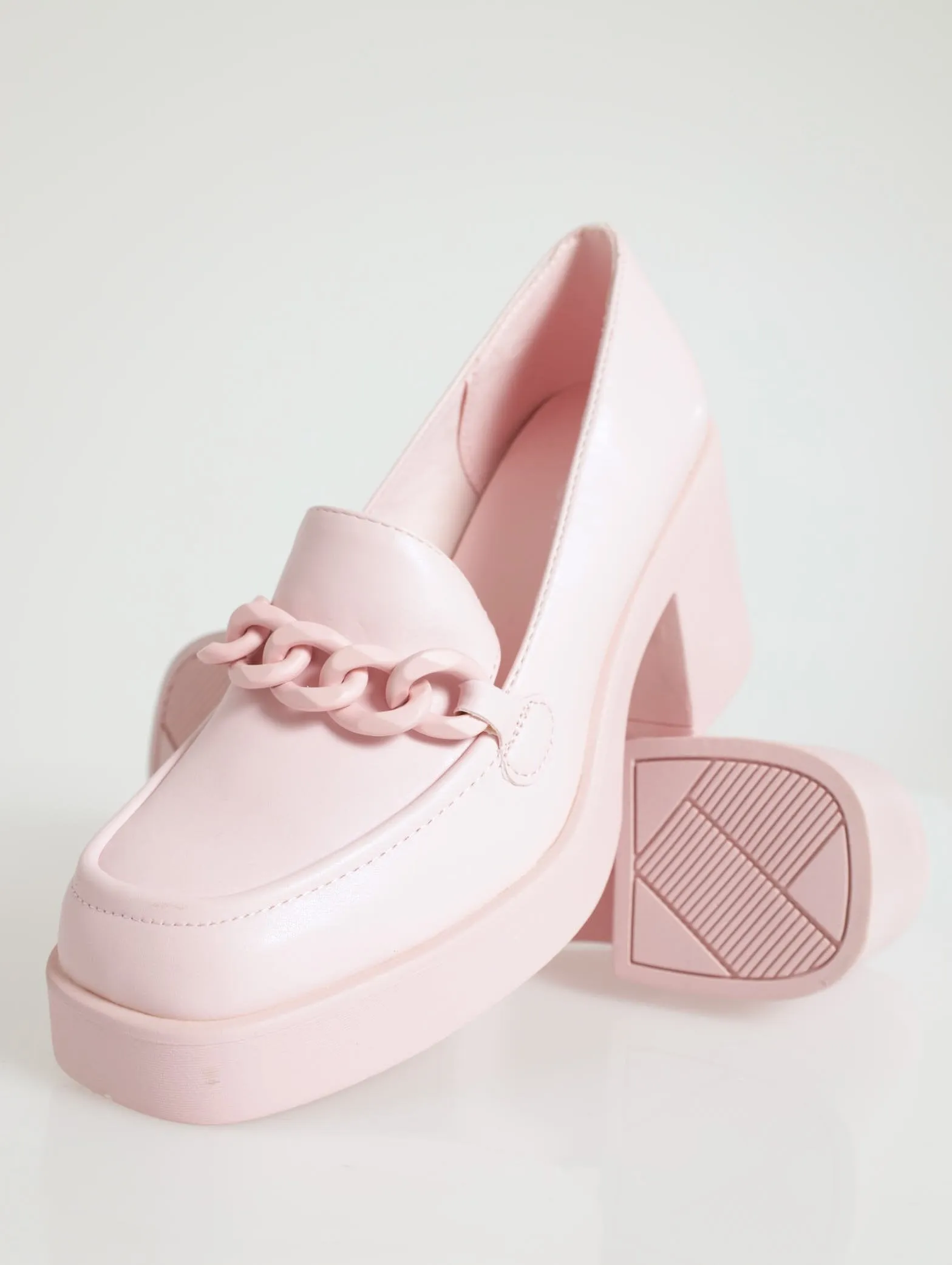 Noella Square Toe Platform Heel Loafer - Light Pink