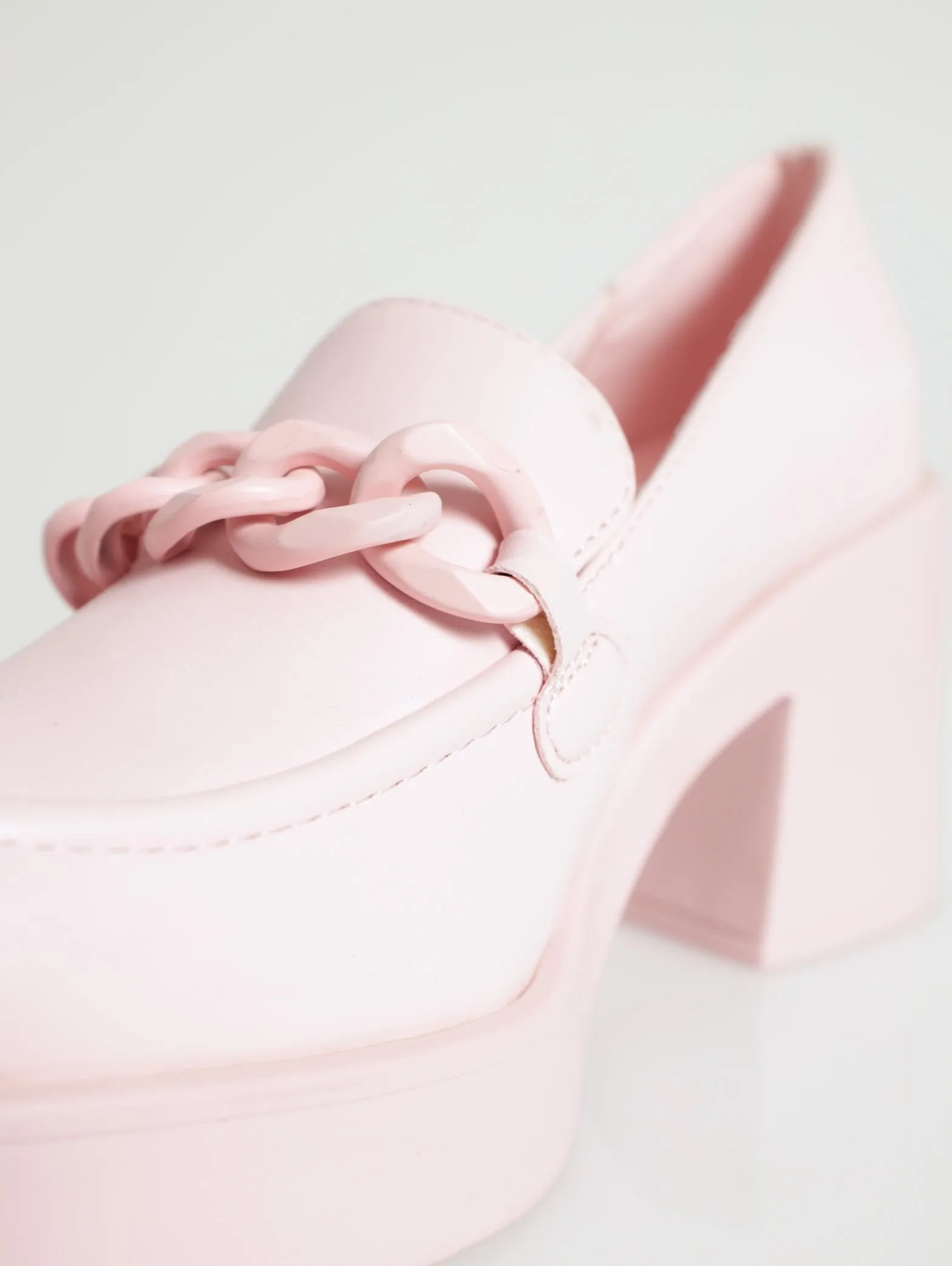 Noella Square Toe Platform Heel Loafer - Light Pink