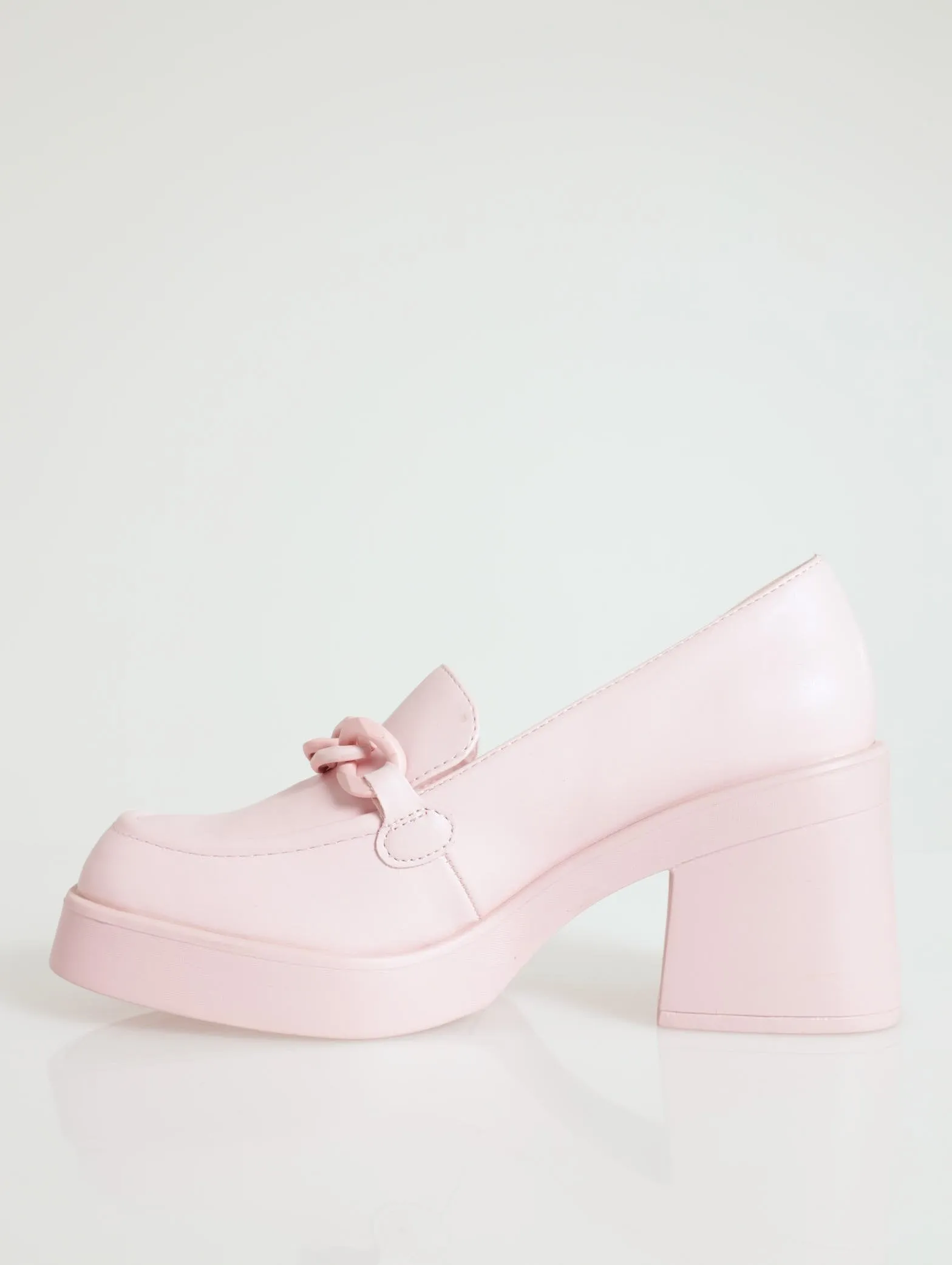 Noella Square Toe Platform Heel Loafer - Light Pink