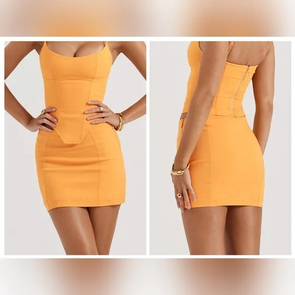 NWT House of CB Nisha Tangerine Sculpting Mini Skirt Size XL / L 