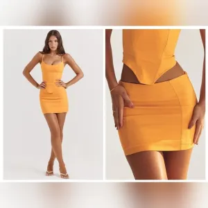 NWT House of CB Nisha Tangerine Sculpting Mini Skirt Size XL / L 
