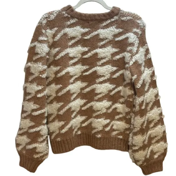 NWT Line &amp; Dot Houndstooth Plush Pullover Sweater Size M