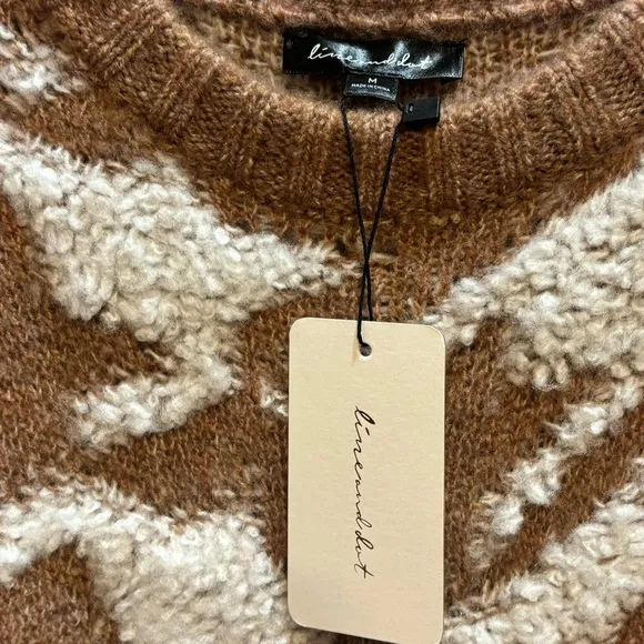 NWT Line &amp; Dot Houndstooth Plush Pullover Sweater Size M
