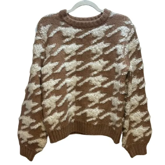 NWT Line &amp; Dot Houndstooth Plush Pullover Sweater Size M