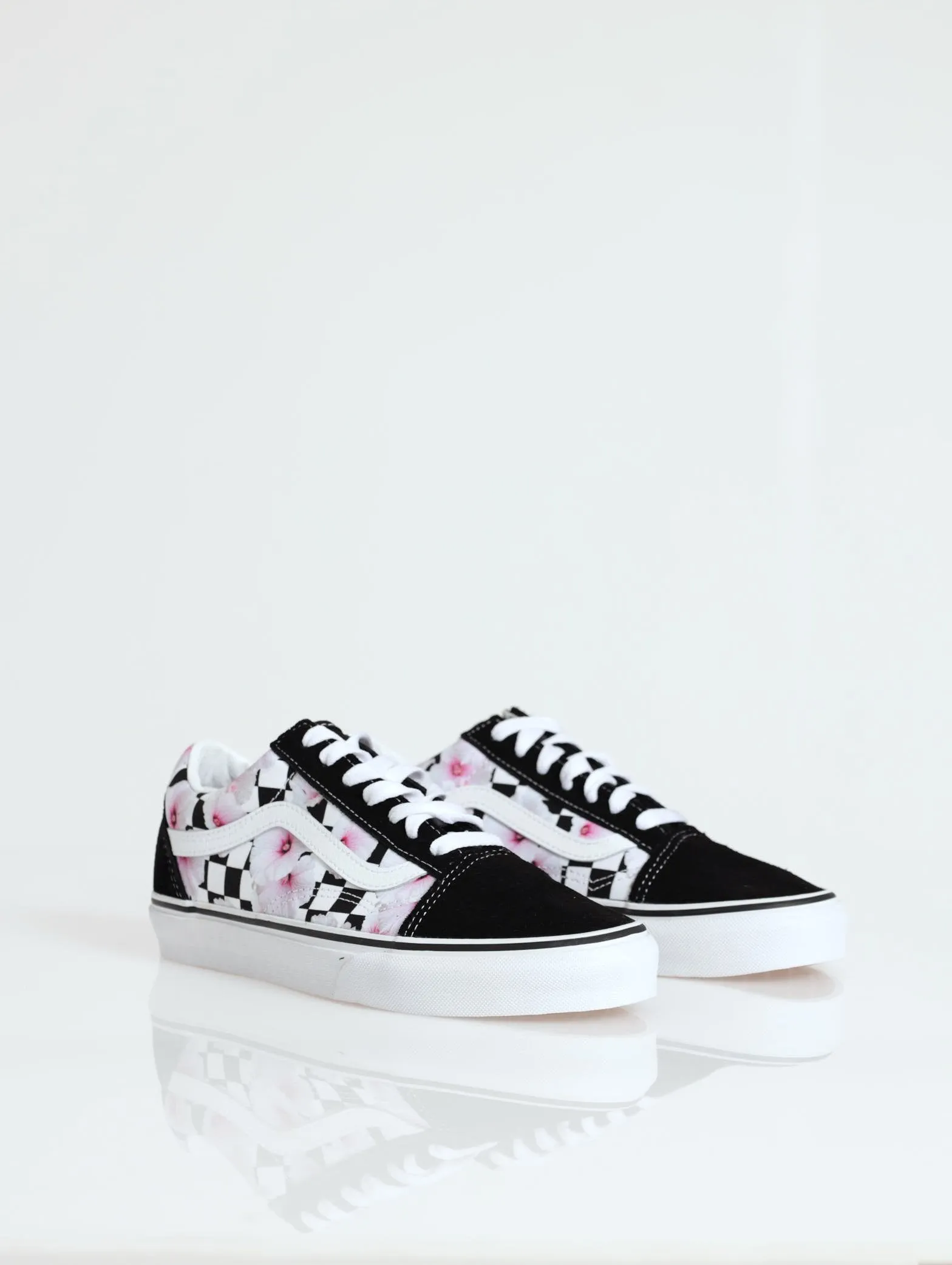 Old Skool Hibiscus Check Sneaker - Black/White