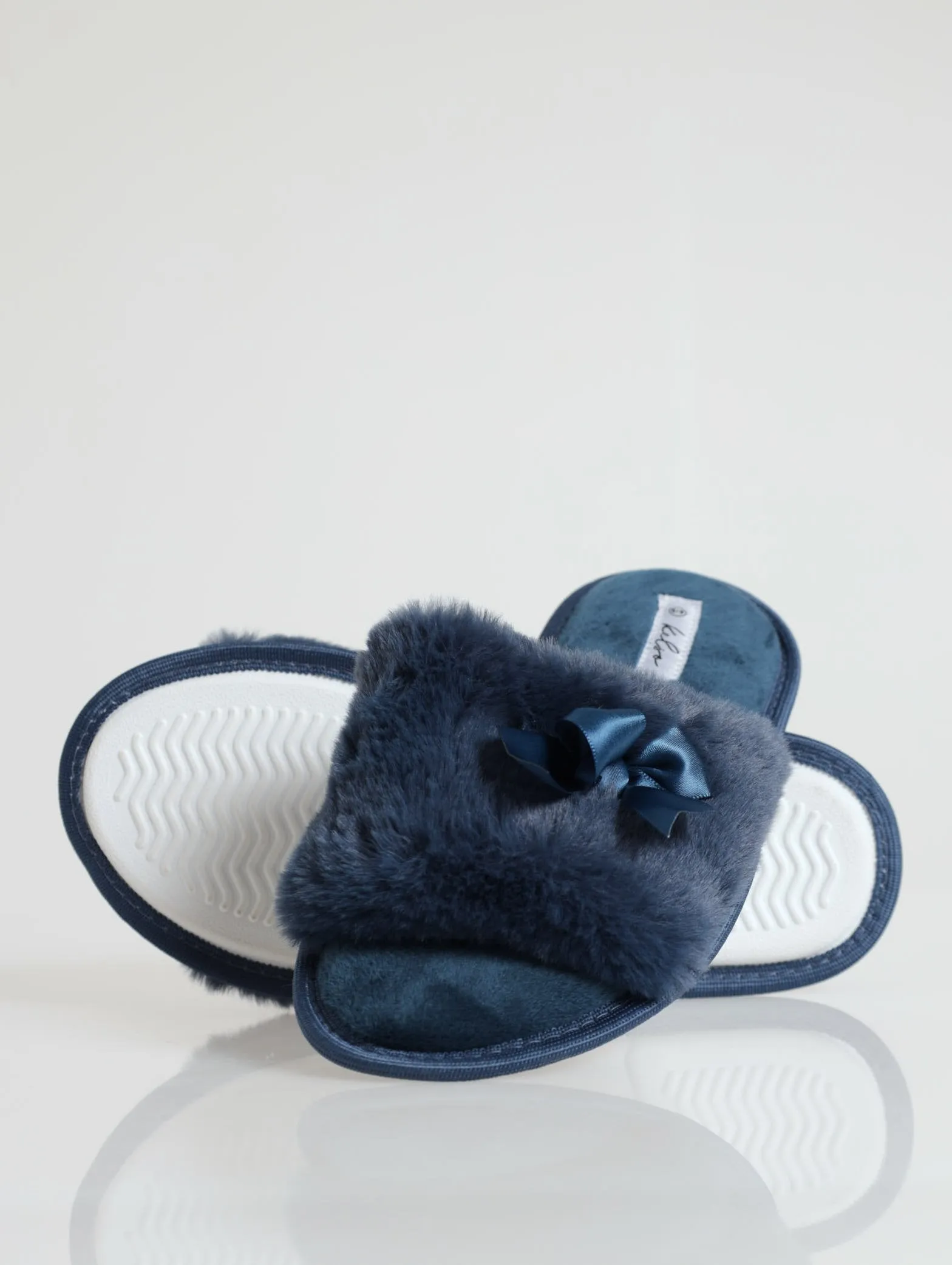 Open Toe Fur Slipper - Blue
