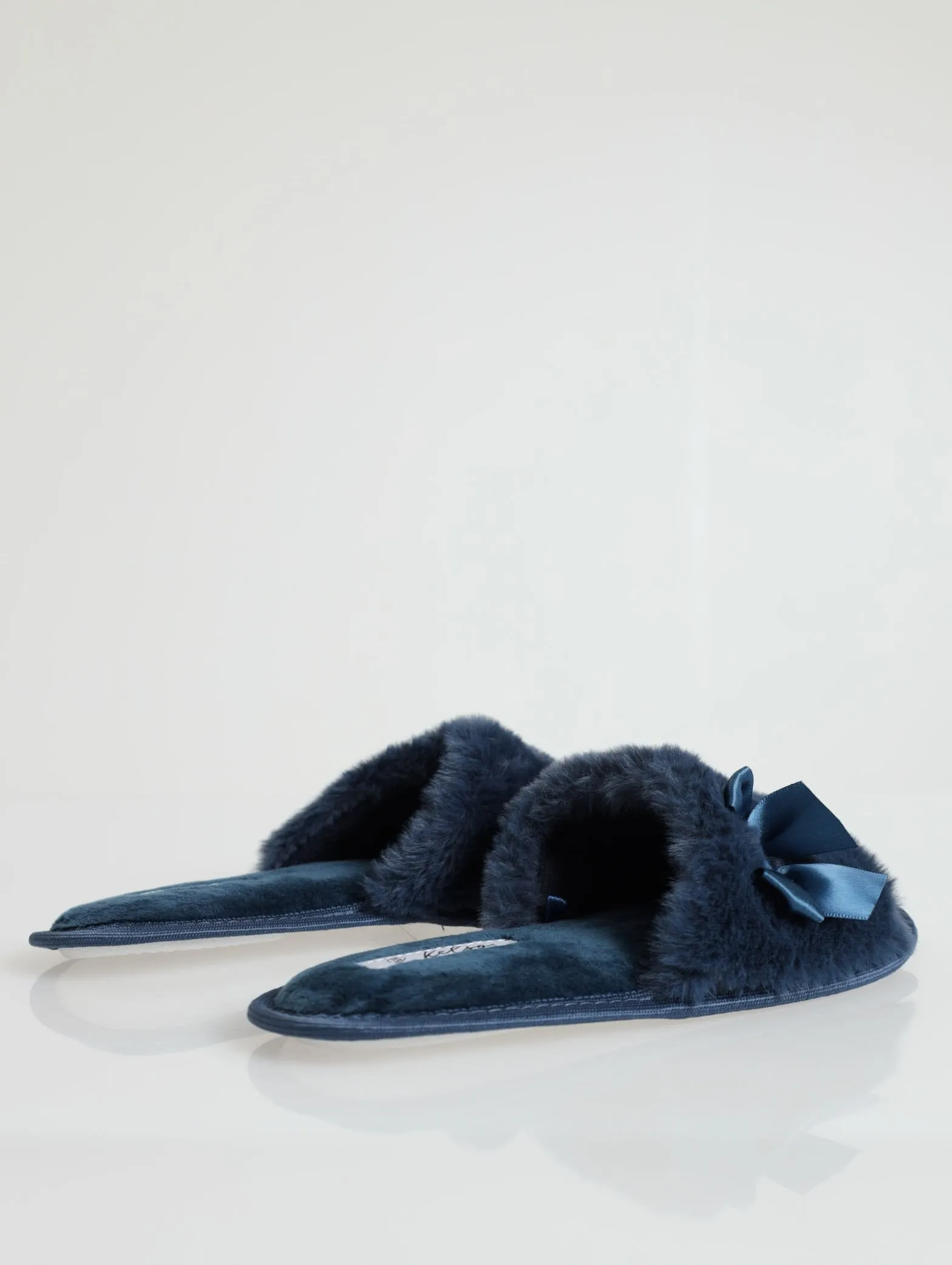 Open Toe Fur Slipper - Blue