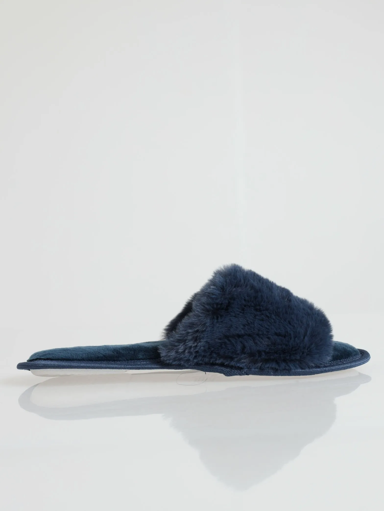 Open Toe Fur Slipper - Blue
