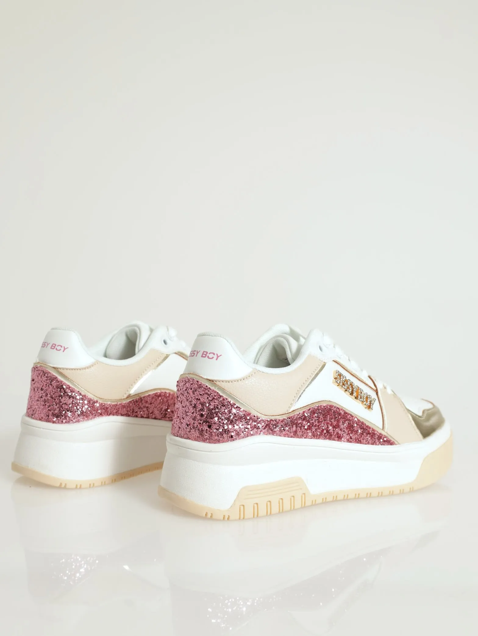 Panel Detail Stacked Court Sneaker - Natural