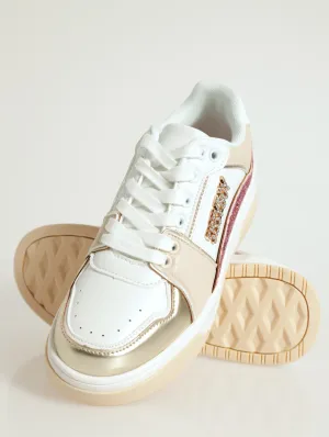 Panel Detail Stacked Court Sneaker - Natural
