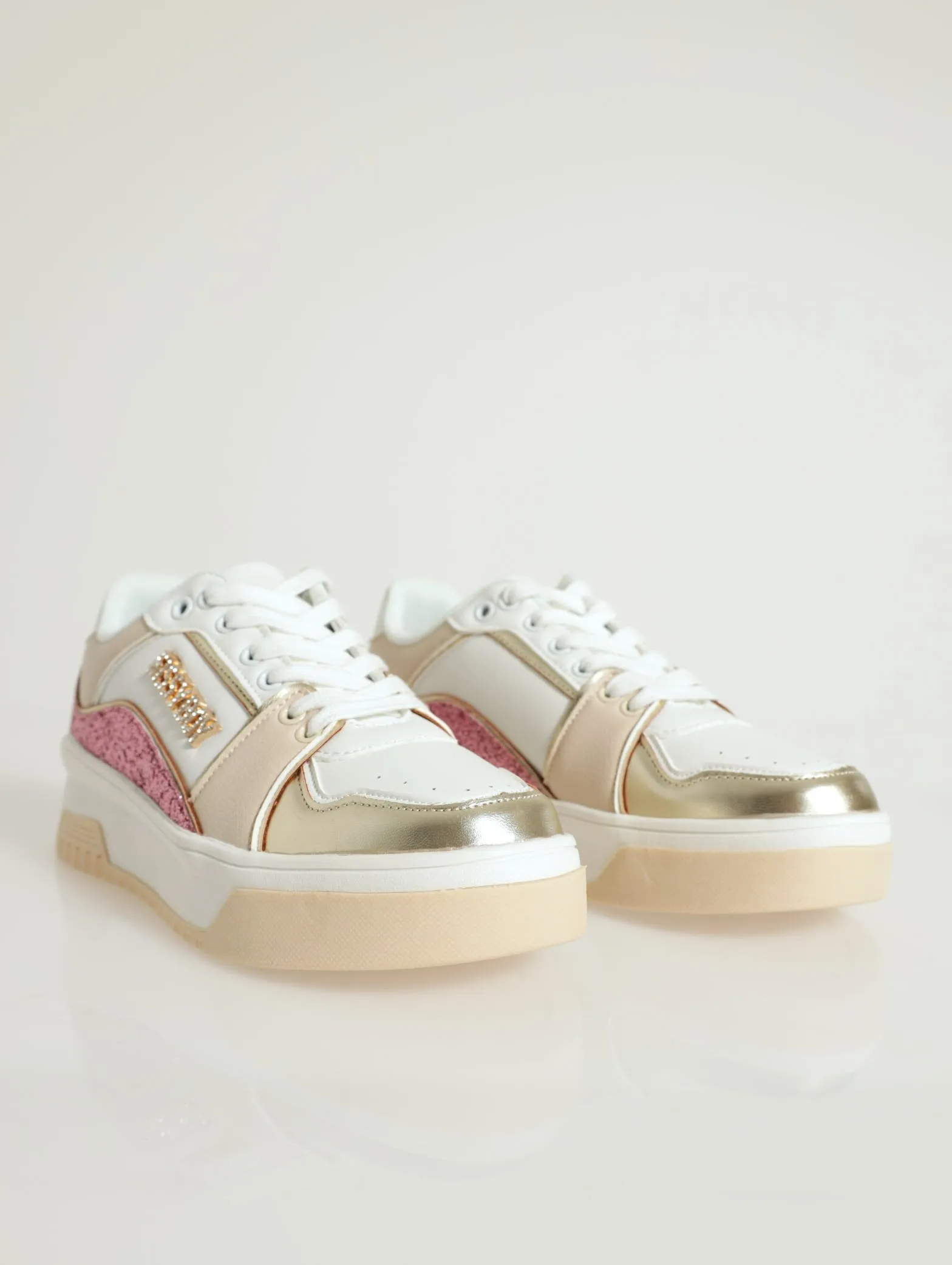 Panel Detail Stacked Court Sneaker - Natural