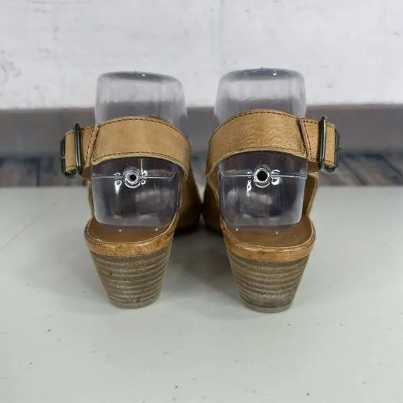 Paul Green Shoe Womens 6 Tan Leather Camel Perforated Lois Open Toe Sandal