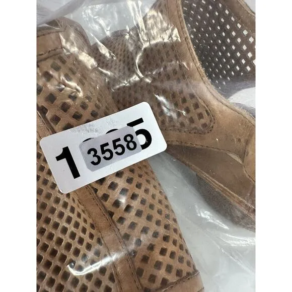 Paul Green Shoe Womens 6 Tan Leather Camel Perforated Lois Open Toe Sandal