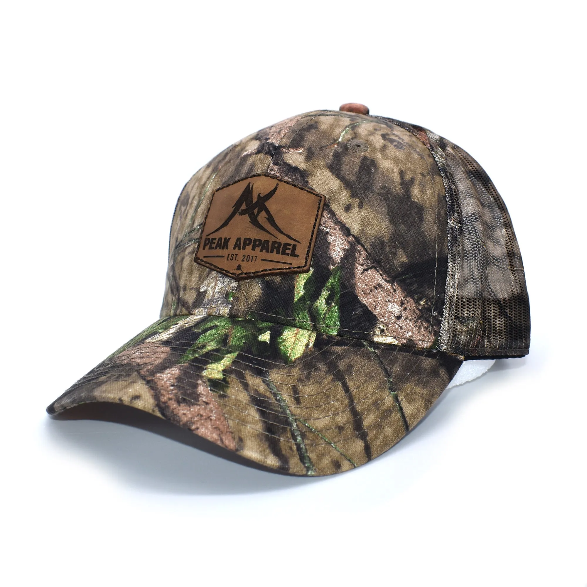 Peak Apparel Logo Leather Patch Hat - Camo