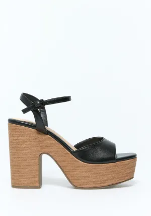 Peep Toe Clog Sandals - Black