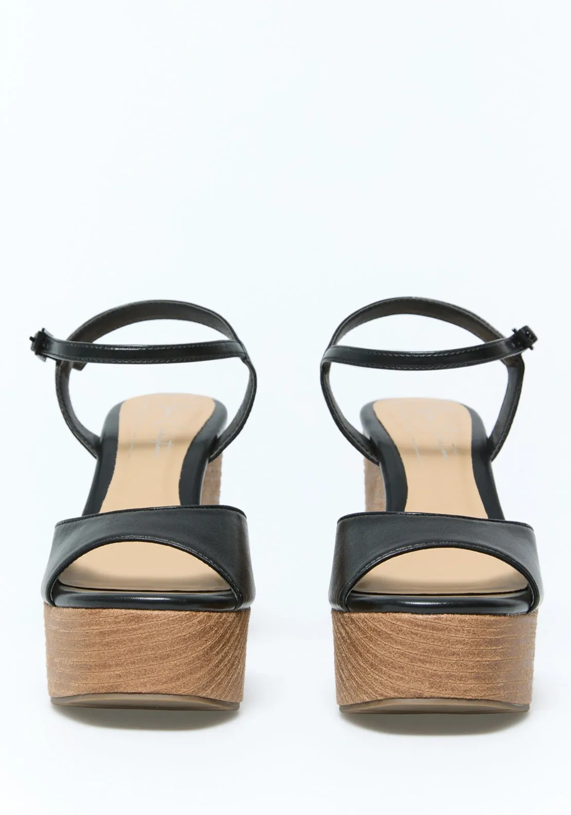 Peep Toe Clog Sandals - Black