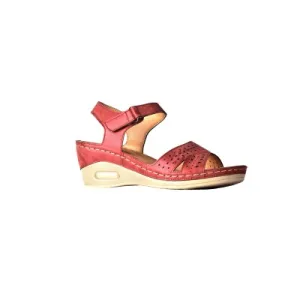 Perforated Peep Toe Sandals - Bordo