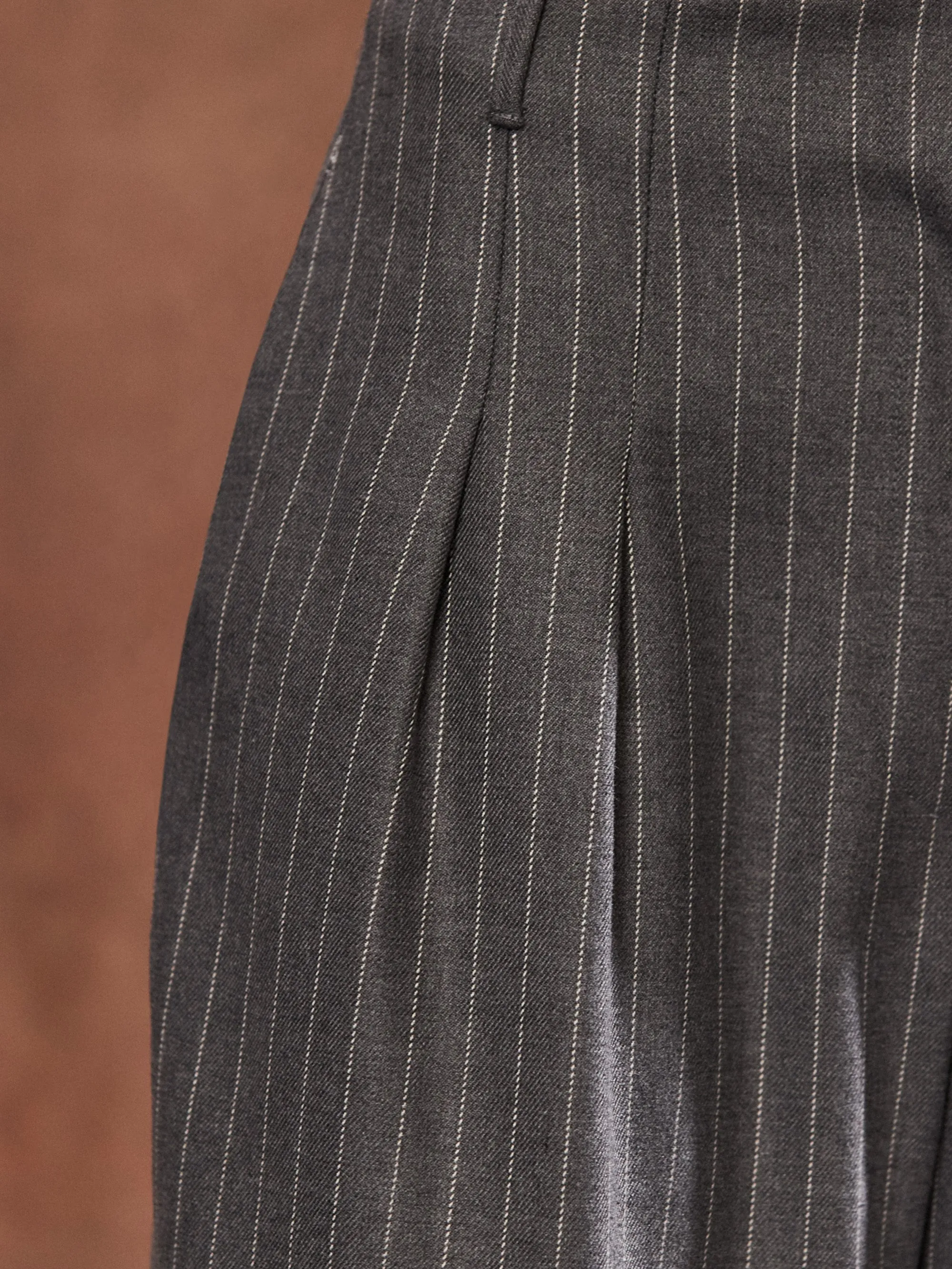 Petite Grey Pinstripe High Waist Trousers