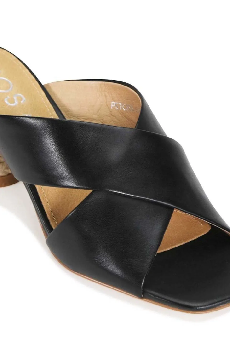 Petora Black Cross Leather Mule