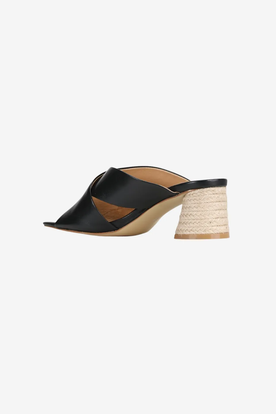 Petora Black Cross Leather Mule