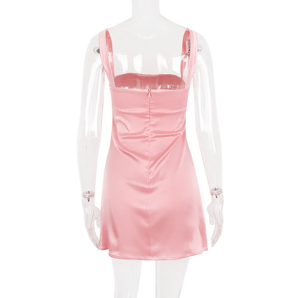 PINK SATIN MINI DRESS