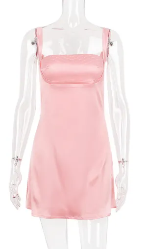PINK SATIN MINI DRESS