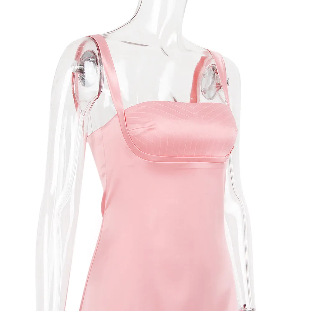 PINK SATIN MINI DRESS