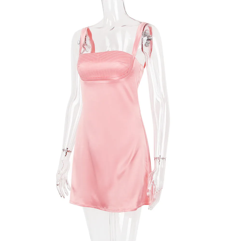PINK SATIN MINI DRESS