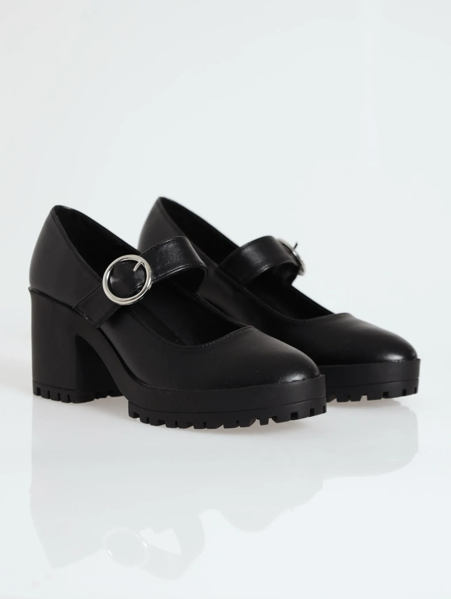 Platform Mary Jane Shoe - Black